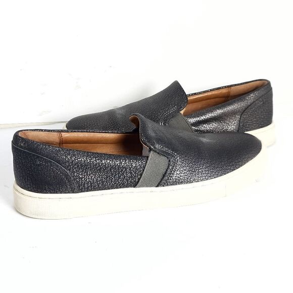 Frye women's Ivy Pewter Metalic Leather Slip On Flat Sneakers Size 6M - Picture 1 of 11